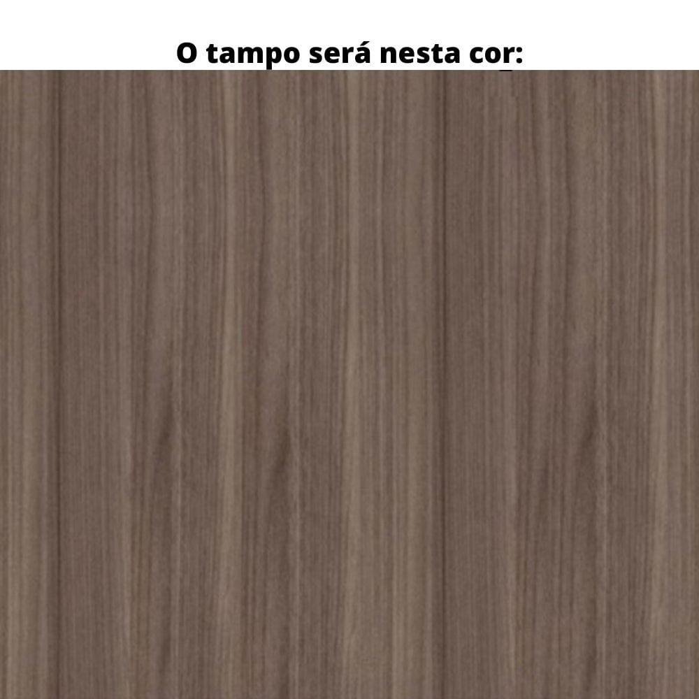 Mesa de Reunião Redonda 110x110cm Pé Painel Pe25 em MDP Cor Walnut e Base Branca - 2