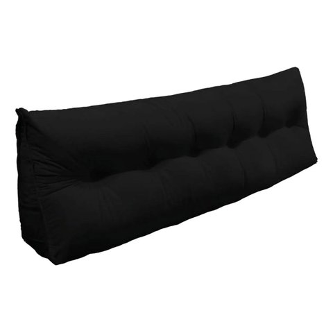 Almofada Cabeceira Mel Cama Queen 160cm Encosto Suede:Preto/Liso
