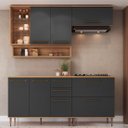 Ver imagem 1 de Cozinha Modulada 6 Peças com Tampo 120cm Nicho Decorativo Balcão para Cooktop Isabelle