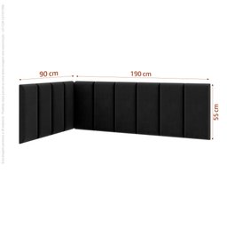 Conjunto de Cabeceira para Cama de Casal Lateral Preto 0,90 Aurora - Jr Móveis - 5