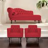 Kit Diva Recamier Diana 160cm Lado Direito e 02 Poltronas Classic Suede Vermelho - ADJ Decor - 2