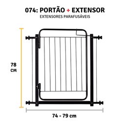 Grade de Porta Portão Retrátil Pet Cães Criança 74 a 79 Cm: - 2