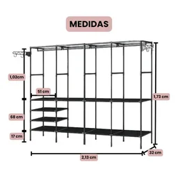 Cabideiro Guarda Roupa Arara Quadruplo Cabides 4 Colunas - 2