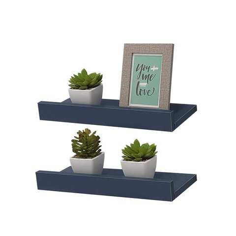 Kit 2 Prateleiras Porta Quadros 40 X 15cm Azul Suporte Invisível
