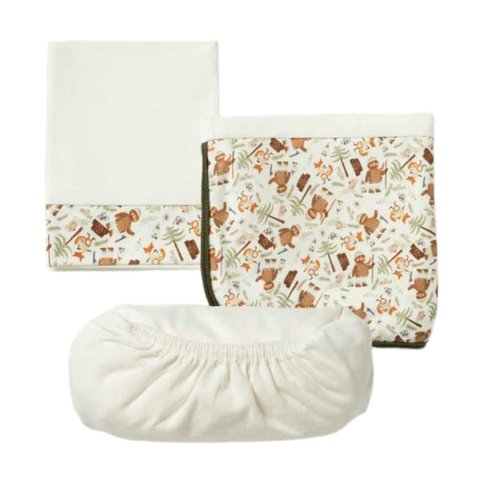 Jogo de Lençol de Berço Americano 3pçs Camping Off White-hug