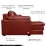 Sofá Decorativo Piece Bipartido Retrátil Sala de Estar 175cm Couro Vermelho G58 - Gran Belo - 3