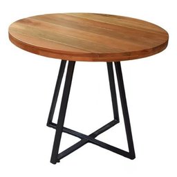 Mesa de Jantar Madeira Maciça Redonda 90 Cm Pé de Ferro Moderna - 3