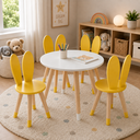 Ver imagem 1 de Conjunto Coelho Mesa 4 Cadeiras Infantil Pintura PU:Amarelo