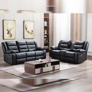 Conjunto Poltronas Sala de Cinema 2 e 3 Lugares Hollywood com Massagem/aquecimento Pu Preto G31 - Gr