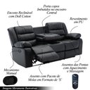 Ver imagem 4 de Conjunto Poltronas Sala de Cinema 2 e 3 Lugares Hollywood com Massagem/aquecimento Pu Preto G31 - Gr