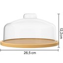 Ver imagem 3 de Kit 2 Boleira Pedestal com Cúpula Porta Bolo Bambu Tampa Plástica 26x21cm Prato Bolo Brisa