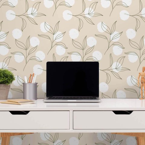 Papel de Parede Ramos e Formas 3 Arte Destaque 3 Metros