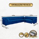 Ver imagem 4 de Sofá Magno 4.57x2.57m de Canto, Retrátil e Reclinável - Azul