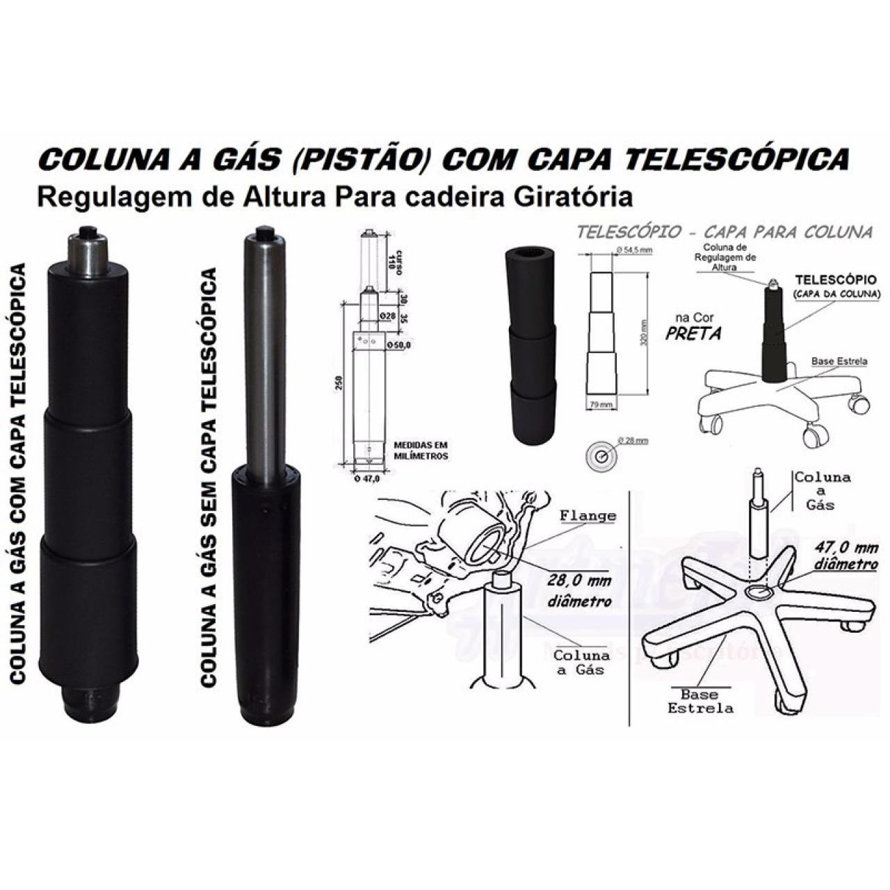 Cadeira de Escritório Presidente Plus com Braços Reguláveis - Corino Preto - Plaxmetal - 32975 - 6