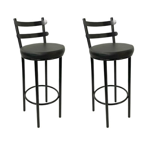Conjunto 2 Banquetas Rafaela - Redonda Alta para Bar e Cozinha Preta com Assento Confortável Cor Pre