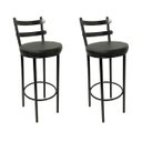 Ver imagem 1 de Conjunto 2 Banquetas Rafaela - Redonda Alta para Bar e Cozinha Preta com Assento Confortável Cor Pre