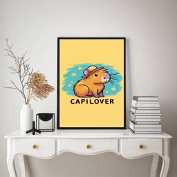 Quadro Capivara - Capilover 45x34cm:moldura Branca - 1