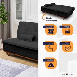 Sofá Cama Estoril 1,90m Suede Velut - King House - 2