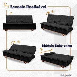 Sofá Cama Estoril 1,90m Suede Velut - King House - 8