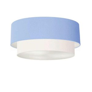 Plafon Sala de Jantar Cilíndrico 55x50cm Azul Bebê Branco