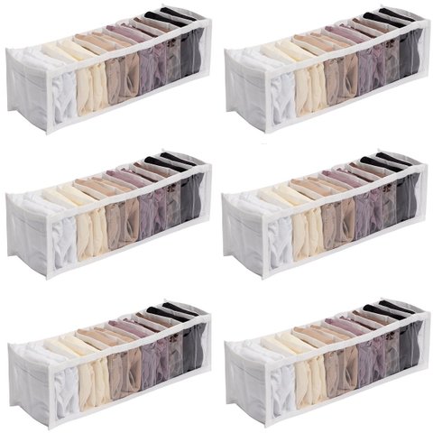 Kit 6 Organizadores Calcinhas Meias Cuecas Transp Branco