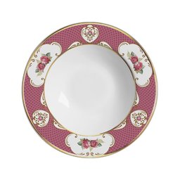 Conjunto com 6 Pratos Fundo Singapura Rosa Alleanza Cerâmica - 1