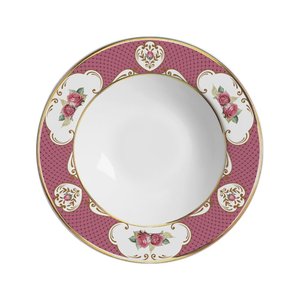 Conjunto com 6 Pratos Fundo Singapura Rosa Alleanza Cerâmica