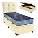 Ver imagem 1 de Cama Box Bau + Colchão Solteiro Molas Ensacadas Petrus Paropas + Cabeceira Estofada