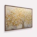 Ver imagem 2 de Quadro Árvore da Vida Abstrato Folhas Douradas Arte Grande