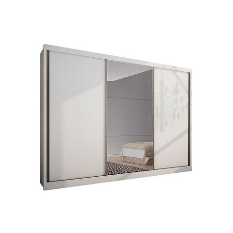 Guarda Roupa Casal 3 Portas de Correr e 8 Gavetas C/ Espelho Natus Plus Branco - Novo Horizonte