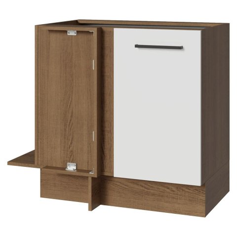 Balcão de Canto 1 Porta (sem Tampo) Rustic/Branco Agata Madesa