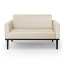 Ver imagem 6 de Poltrona Namoradeira Decorativa Isabella Pés Fixo em Madeira Preto Pu Bege G19 - Gran Belo
