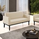 Ver imagem 2 de Poltrona Namoradeira Decorativa Isabella Pés Fixo em Madeira Preto Pu Bege G19 - Gran Belo