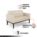 Ver imagem 3 de Poltrona Namoradeira Decorativa Isabella Pés Fixo em Madeira Preto Pu Bege G19 - Gran Belo