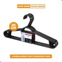 Ver imagem 2 de Kit Cabide Plástico Adulto 40cm Preto Sanremo 20 Unidades