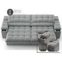 Ver imagem 7 de Sofá com Porta Copos e Carregador Usb Ret Rec Luke 2,10m Veludocristal Cinza - Netsofas