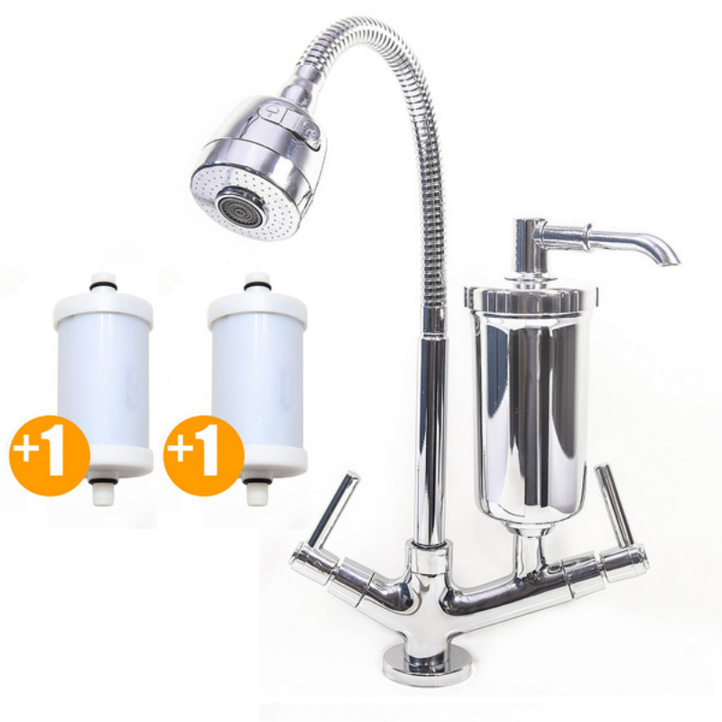 Torneira com Filtro Gourmet Pia Cozinha de Parede + 3 Refil - 1