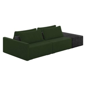 Sofá Ilha 2 Lugares Living 232cm Modulado Lary Veludo Verde Pu Pto K01 - D'rossi