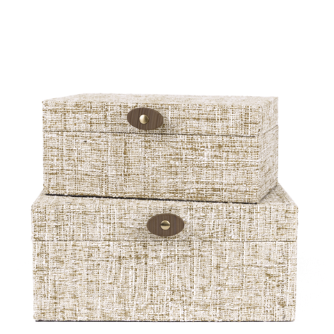 Kit Caixas Decorativas Elegance Bege - 2 Peças