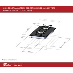 Fogão Cooktop À Gás 2 Bocas Mesa Vidro Bivolt Fischer Preto - 3