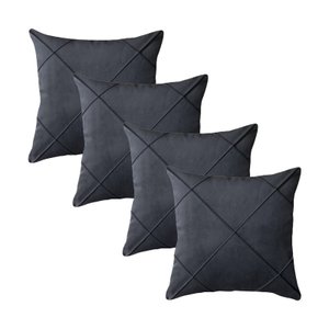 Kit 4 Capas para Almofada Drapeada em Veludo Quadrada Várias Cores Cor:cinza Chumbo