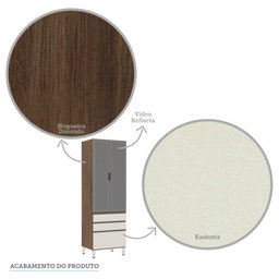Paneleiro Torre 70cm 2 Portas Alumínio Inox Reflecta Prata 2 Gavetas 1 Gavetão Jade Luciane Móveis - 3
