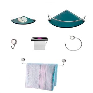 Kit Para Banheiro Topázio Luxo Vidro Modelado Fumê