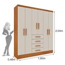 Ver imagem 2 de Guarda Roupa Casal 6 Portas 4 Gavetas Arizona S/ Espeho S/ Pés - Tcil Cinamomo/off White