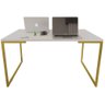 Mesa Escritório Base Metal Dourado Tampo Branco 120 Cm House - 2