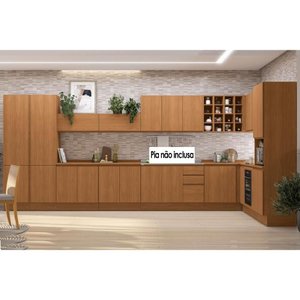 Cozinha Completa Ciela 22 Peças (5aéreos+6balcões+3paneleiros+8complementos) C22p82 Canela -