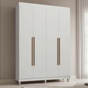 Ver imagem 1 de Guarda-Roupa Solteiro com Pés 4 Portas Batentes Branco/Branco/Rustic Saturno Madesa