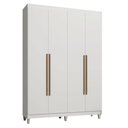 Ver imagem 2 de Guarda-Roupa Solteiro com Pés 4 Portas Batentes Branco/Branco/Rustic Saturno Madesa