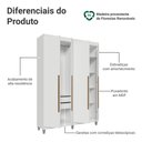 Ver imagem 4 de Guarda-Roupa Solteiro com Pés 4 Portas Batentes Branco/Branco/Rustic Saturno Madesa