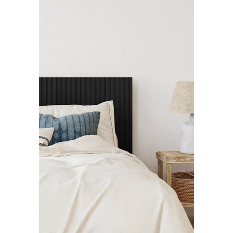 Cabeceira Casal Ripada MDF Modular 90x138cm sem Furos 3M:Preto